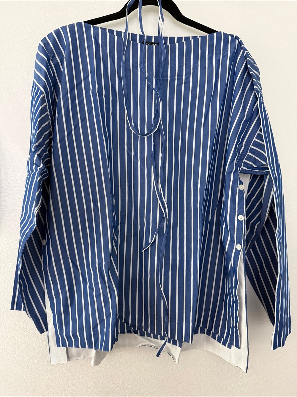J. Crew Ciel top Blue and White Vertical-Stripe Button-Down Shirt